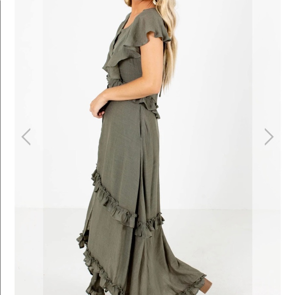 Bella Ella Boutique Olive Tiered Maxi Dress